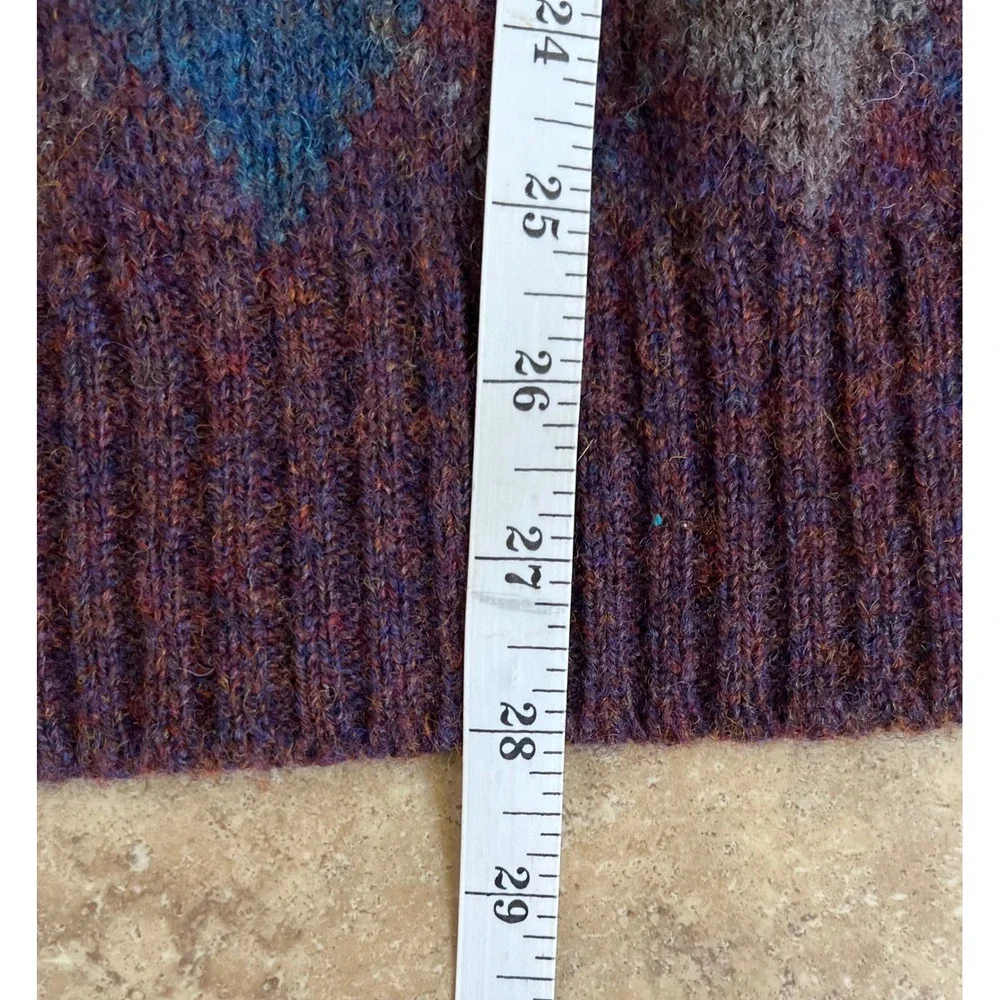 Brooks Brothers Shetland Wool Argyle Sweater Mens 42 Purple Made in England Vtg